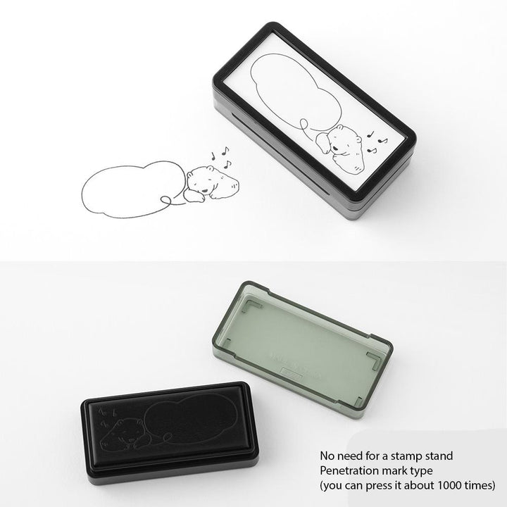 Midori Paintable Stamp Pre-Inked Half Size Bear Speech Balloon — detail view