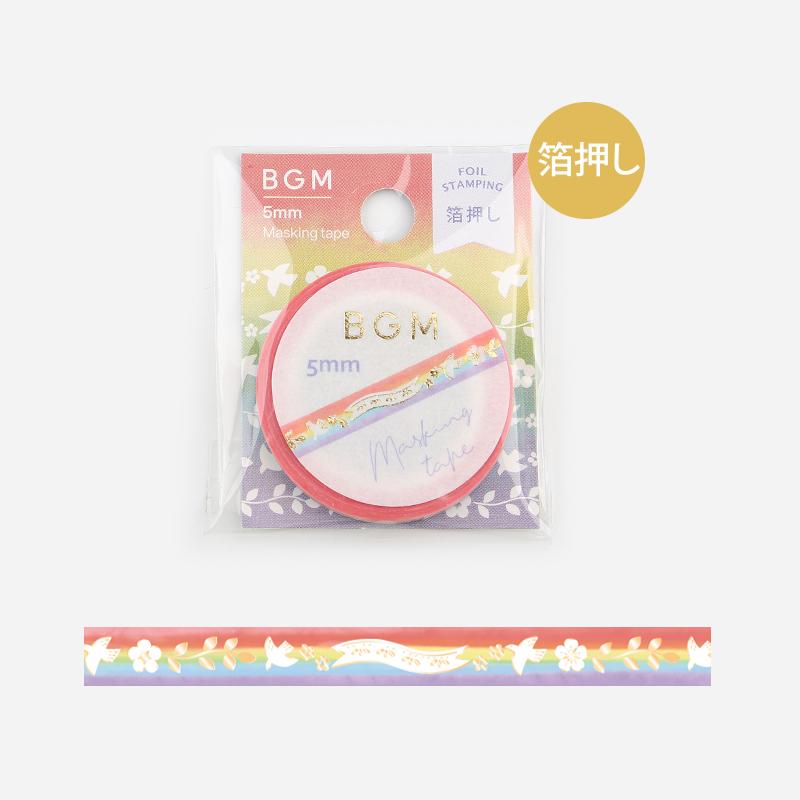 BGM Rainbow White Bird Masking Tape — roll front