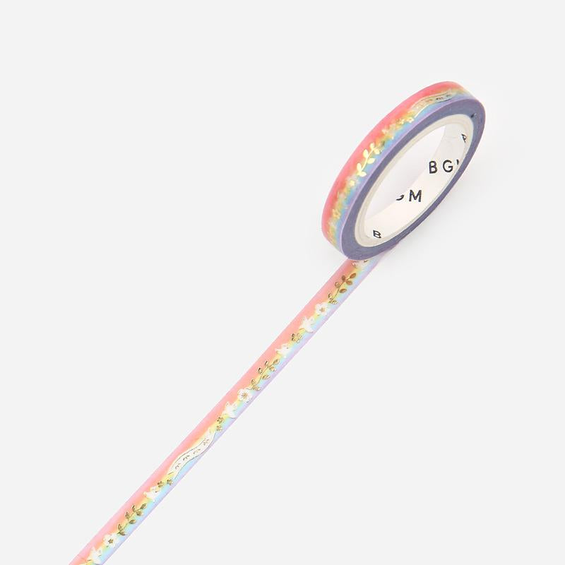 BGM Rainbow White Bird Masking Tape — pattern detail