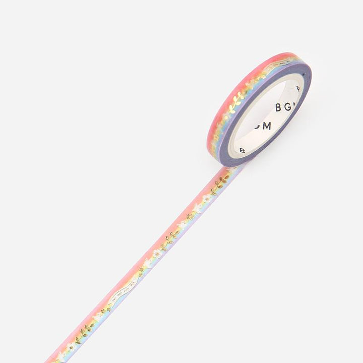 BGM Rainbow White Bird Masking Tape — pattern detail
