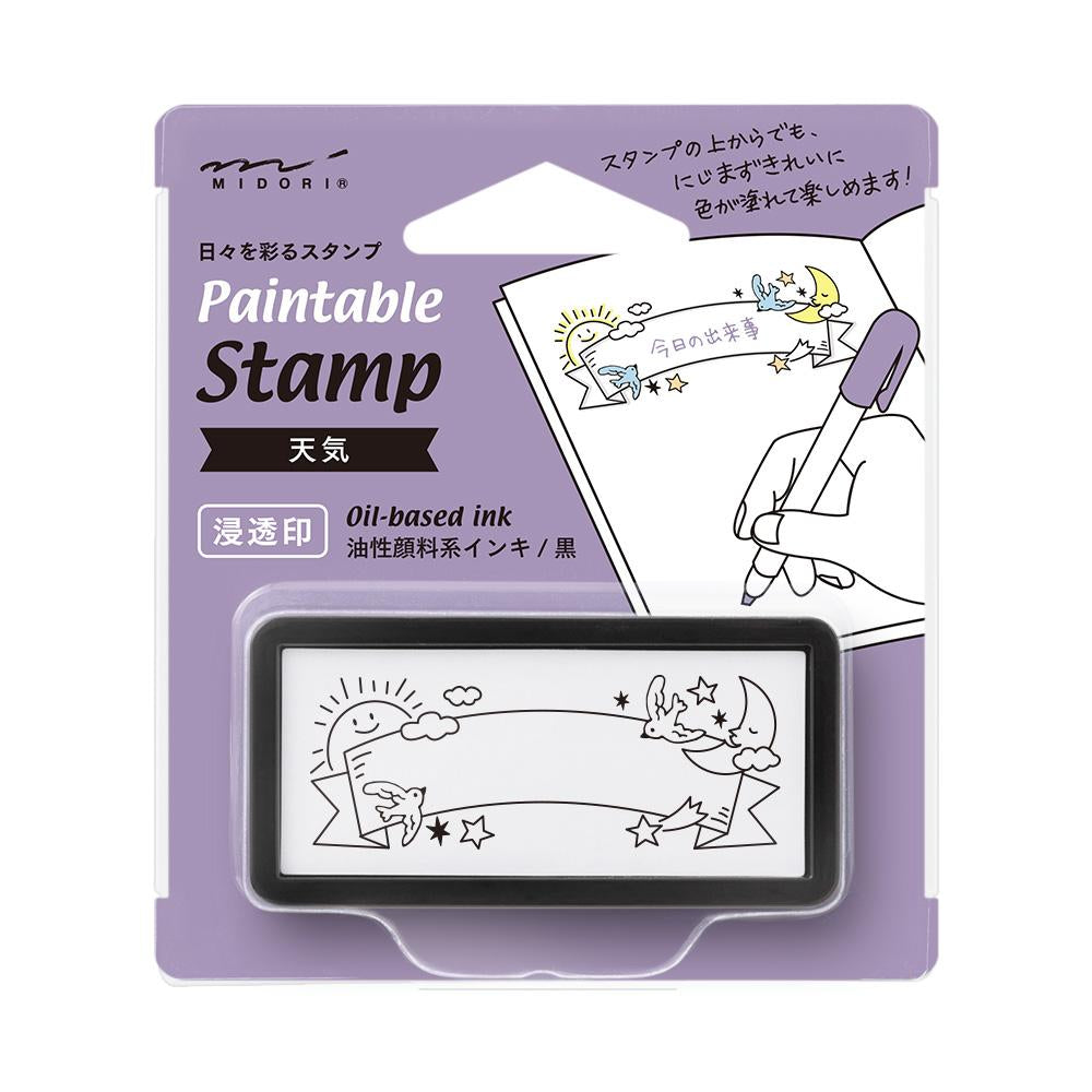 Midori Paintable Stamp Pre-Inked Half Size Weather — front view