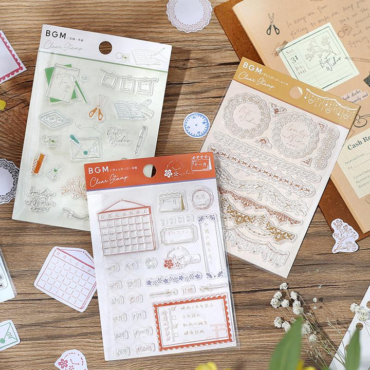 BGM Vintage Lace Clear Stamp — in use