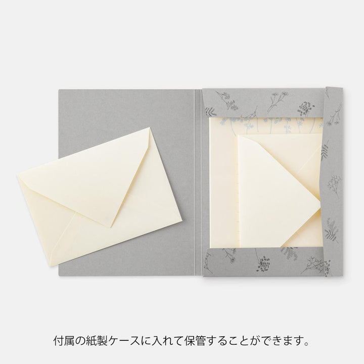 Midori Letter Set 313 Flower Color Washi Paper - White — in use