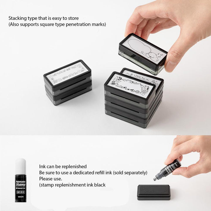 Midori Paintable Stamp Pre-Inked Half Size Flower — with packaging