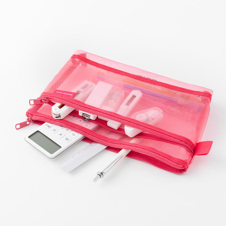 Midori Mesh Pen Pouch Pink A — detail view