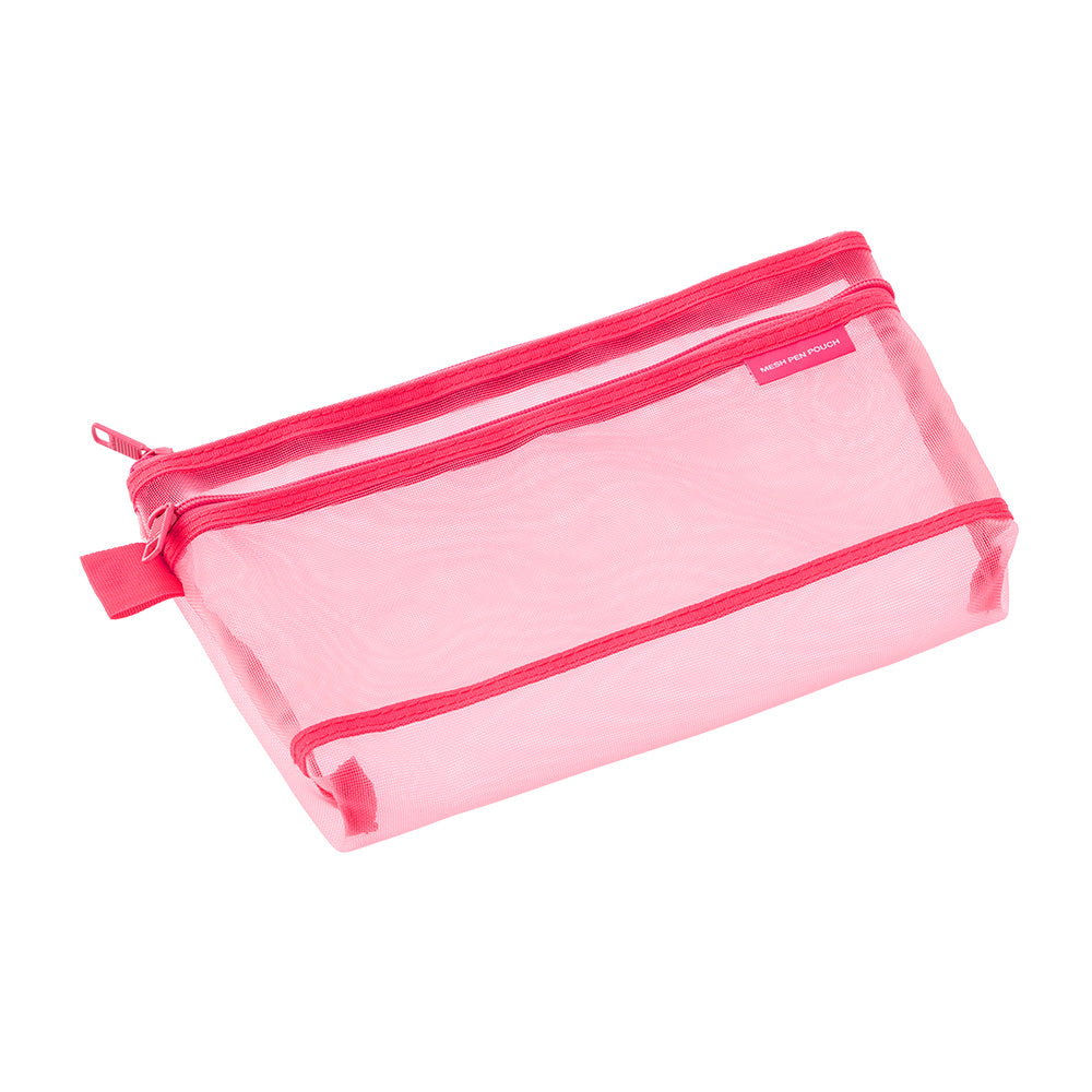 Midori Mesh Pen Pouch Pink A — side view