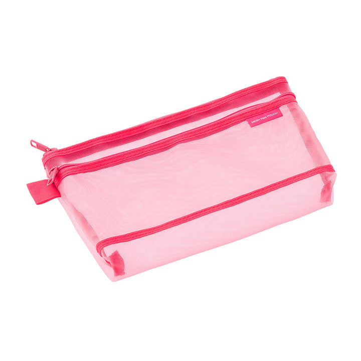 Midori Mesh Pen Pouch Pink A — side view
