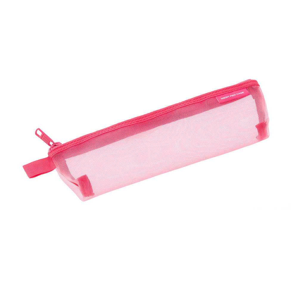 Midori Mesh Mini Pen Case Pink A — detail view