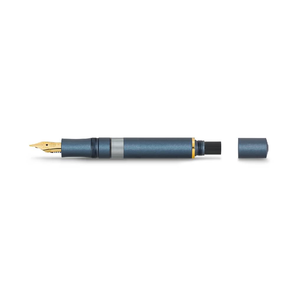 Kaweco Piston Sport AL Fountain Pen - Navy — writing at an angle