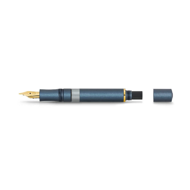 Kaweco Piston Sport AL Fountain Pen - Navy — writing at an angle