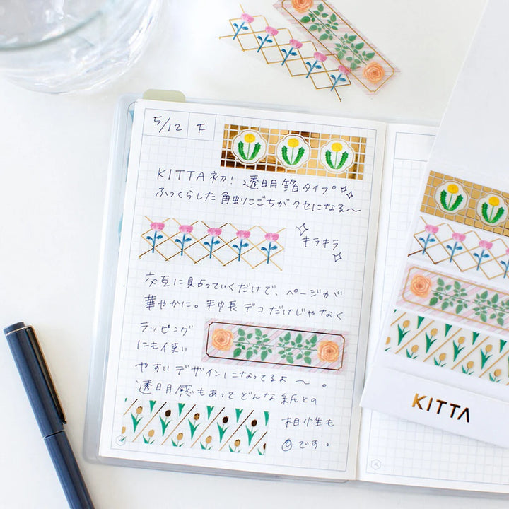 (DD) KITTA Masking Tape - Clear Gift (Gold Foil) — roll side