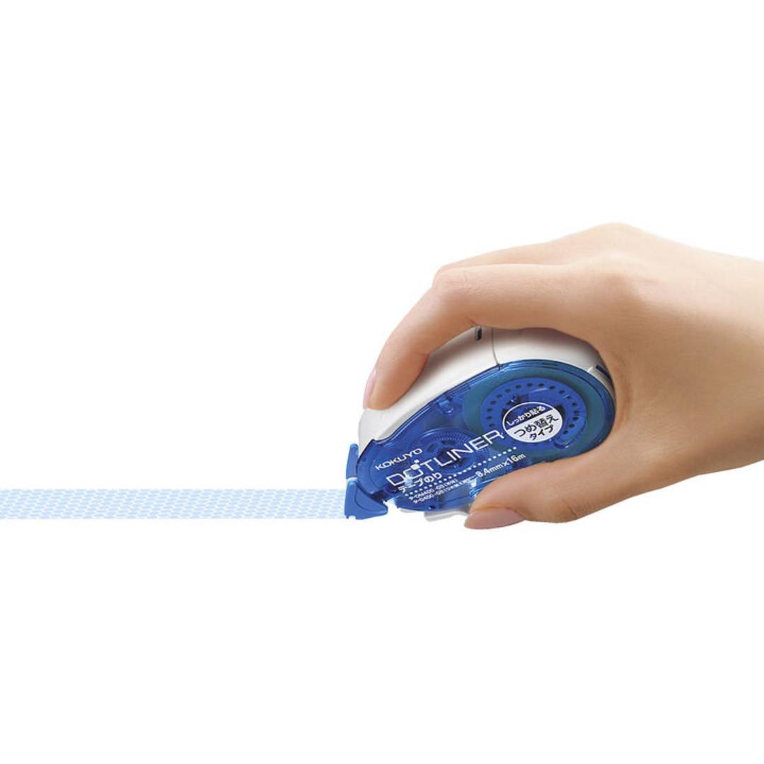 Kokuyo Dotliner Tape Glue Refillable Tape Strong Adhesive - Blue — roll side