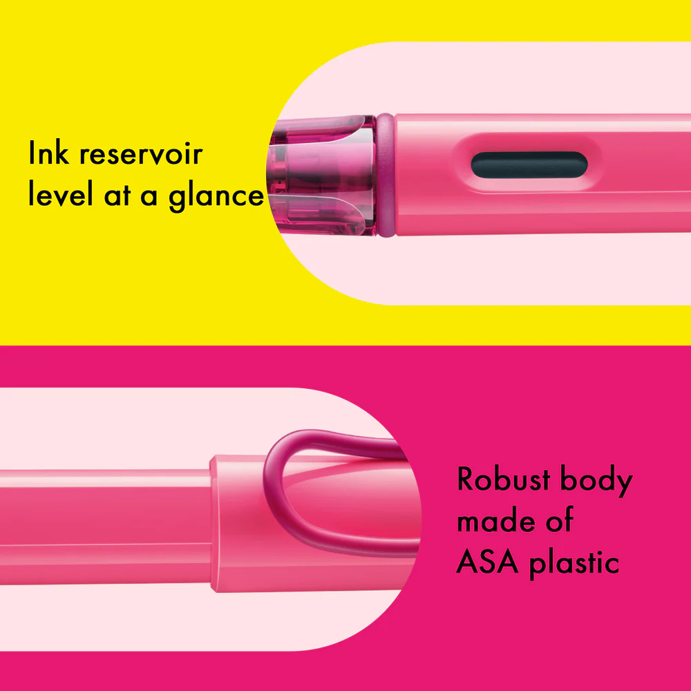 Lamy Safari Special Edition Fountain Pen Neon Pink — writing at an angle