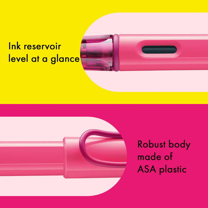Lamy Safari Special Edition Fountain Pen Neon Pink — writing at an angle