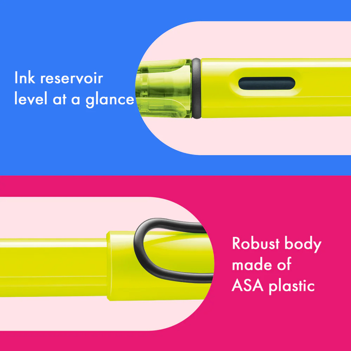 Lamy Safari Special Edition Fountain Pen Neon Yellow — writing at an angle