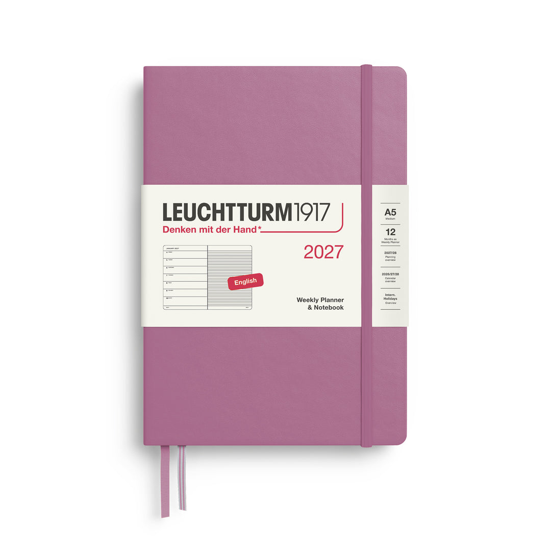 Leuchtturm1917 A5 Medium Weekly Planner &amp; Notebook 2027 - Dusty Rose
