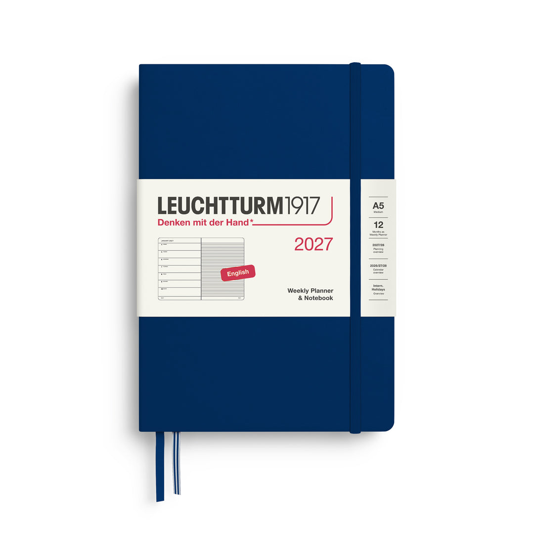 Leuchtturm1917 A5 Medium Weekly Planner & Notebook 2027 - Navy