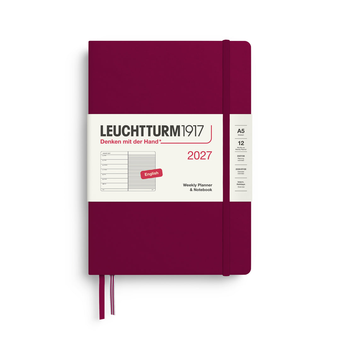 Leuchtturm1917 A5 Medium Weekly Planner & Notebook 2027 - Port Red