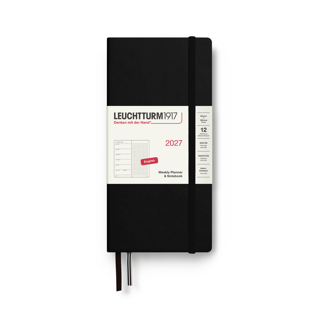 Leuchtturm1917 B6+ x A6 Wallet Weekly Planner & Notebook 2027 - Black