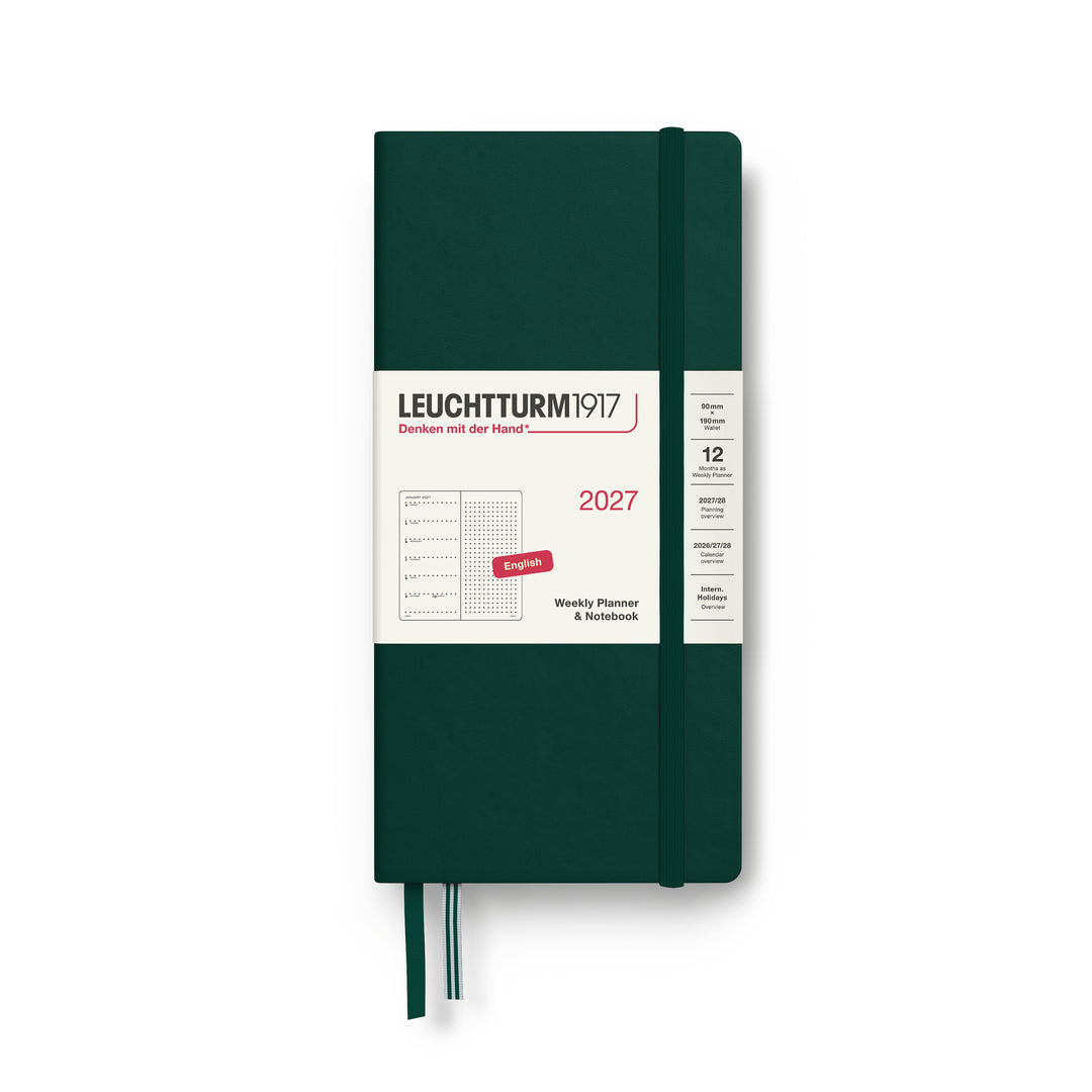 Leuchtturm1917 B6+ x A6 Wallet Weekly Planner & Notebook 2027 - Forest Green