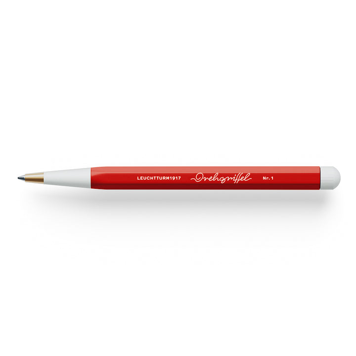 Leuchtturm1917 Drehgriffel Nr. 1 Gel Pen in Cherry red, aluminum and brass body, twist-action gel pen with black ink.