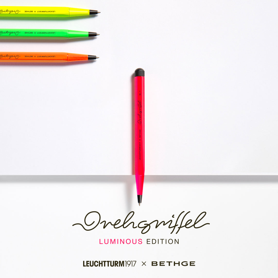 Leuchtturm1917 Luminous Edition Drehgriffel Nr. 1 Ballpoint Pen in Pink — Leuchtturm1917 ballpoint pen — reliable smooth-writing everyday pen, at Cityluxe Singapore