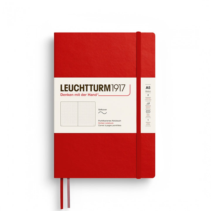 Leuchtturm1917 Notebook Medium Softcover A5 Dotted - Cherry — front cover