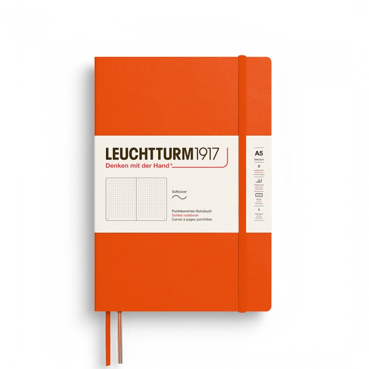Leuchtturm1917 Notebook Medium Softcover A5 Dotted - Pumpkin — front cover