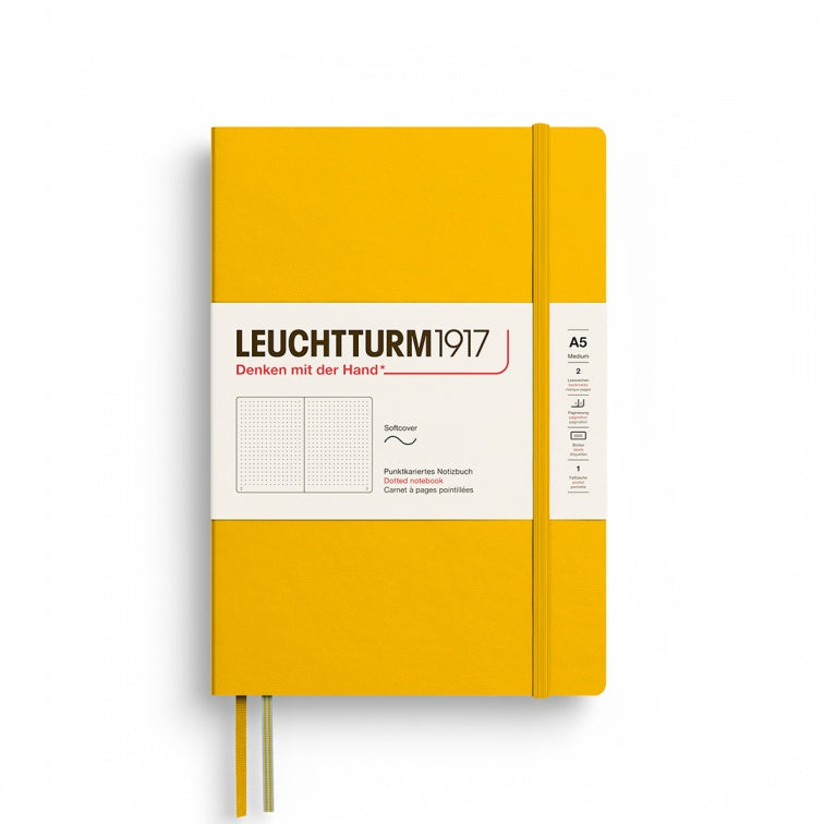 Leuchtturm1917 Notebook Medium Softcover A5 Dotted - Sunflower — front cover
