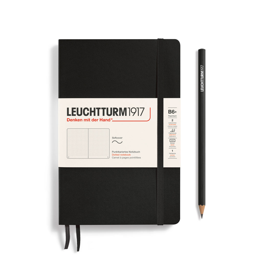 Leuchtturm1917 B6+ Softcover Notebook in Dotted / Black — Leuchtturm1917 notebook — quality writing journal with premium paper, at Cityluxe Singapore stationery store