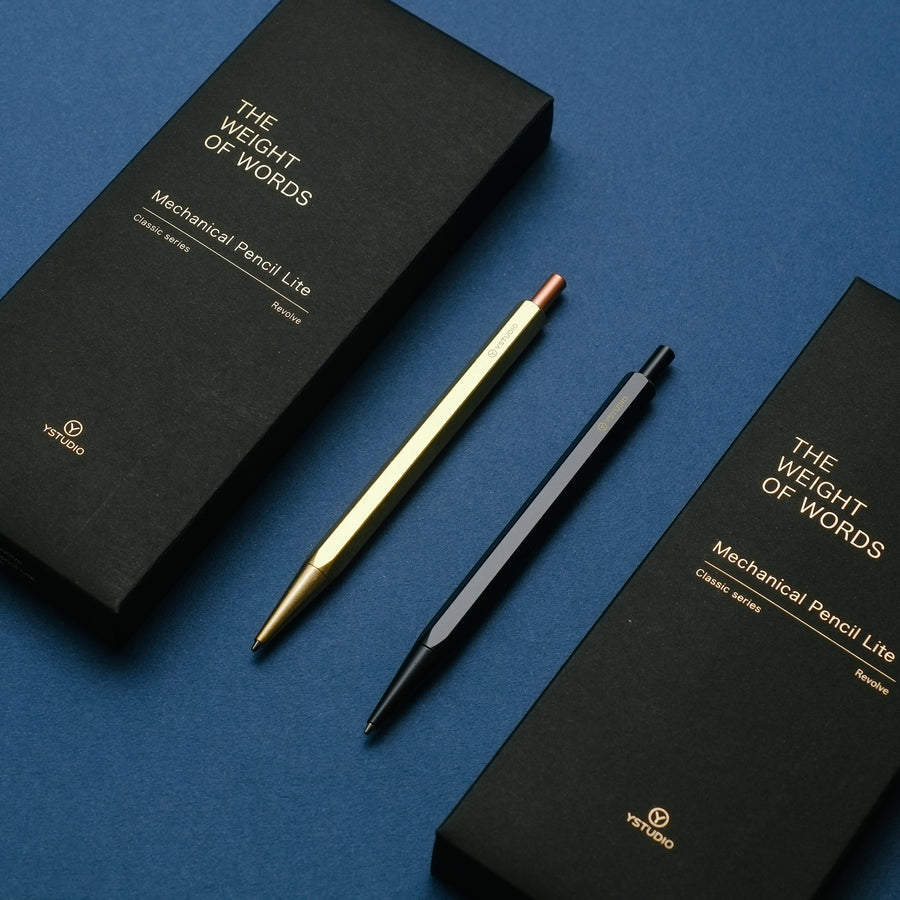 Ystudio Classic Revolve - Mechanical Pencil Lite - Brass — engraving example