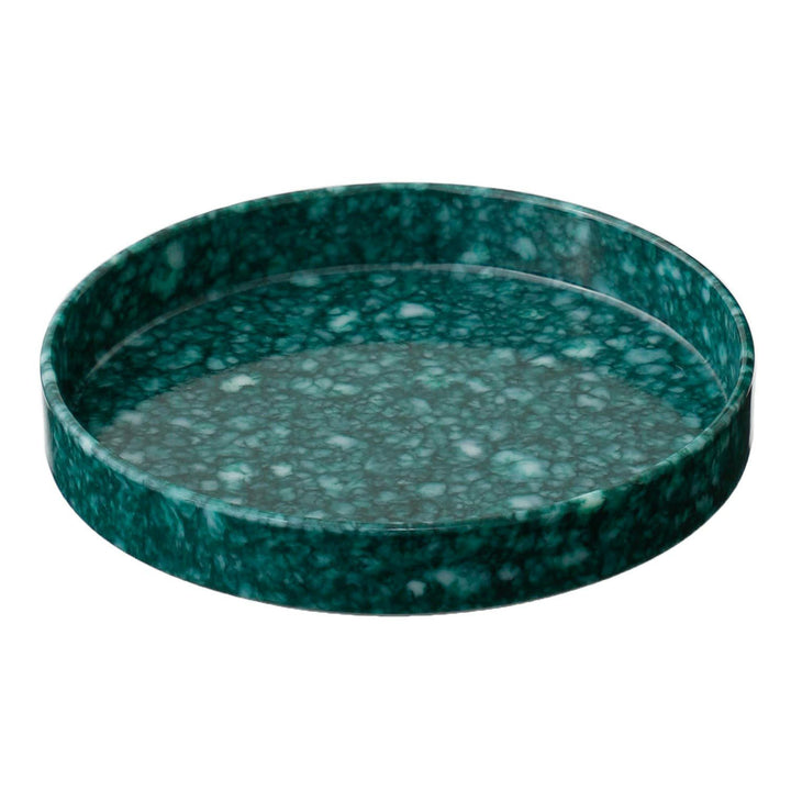 Hightide Marbled Melamine Circle Desk Tray – Dark Green — front view