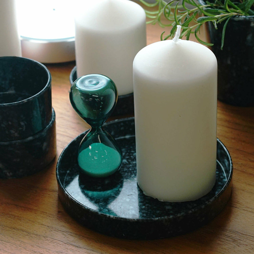 Hightide Marbled Melamine Circle Desk Tray – Dark Green — detail view
