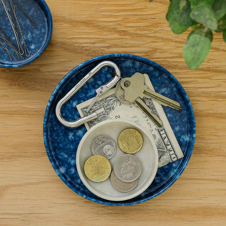 Hightide Marbled Melamine Circle Desk Tray – Navy — detail view