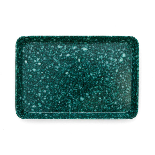 Hightide Marbled Melamine Desk Tray Medium - Dark Green — front view