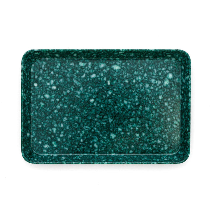 Hightide Marbled Melamine Desk Tray Medium - Dark Green — front view