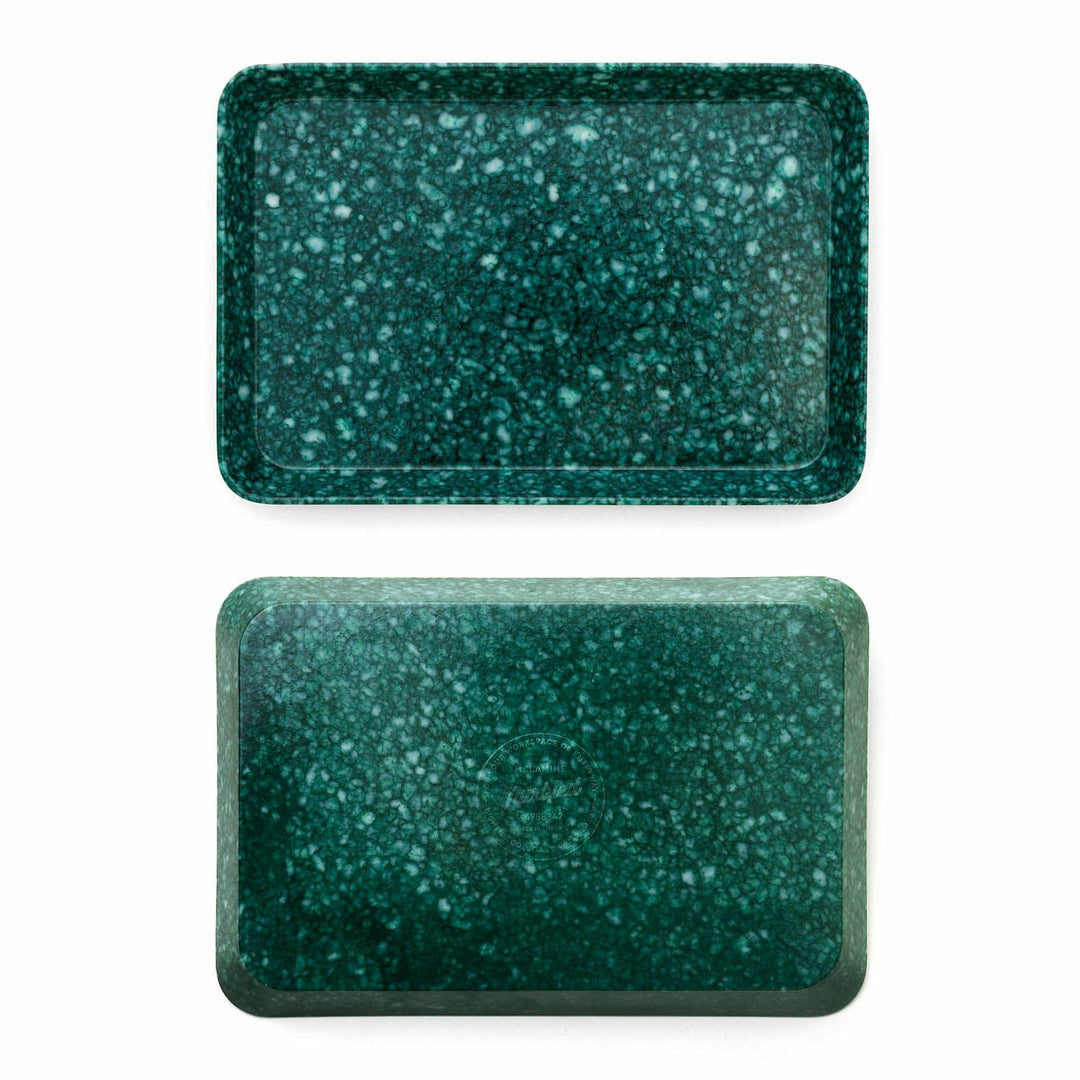 Hightide Marbled Melamine Desk Tray Medium - Dark Green — side view