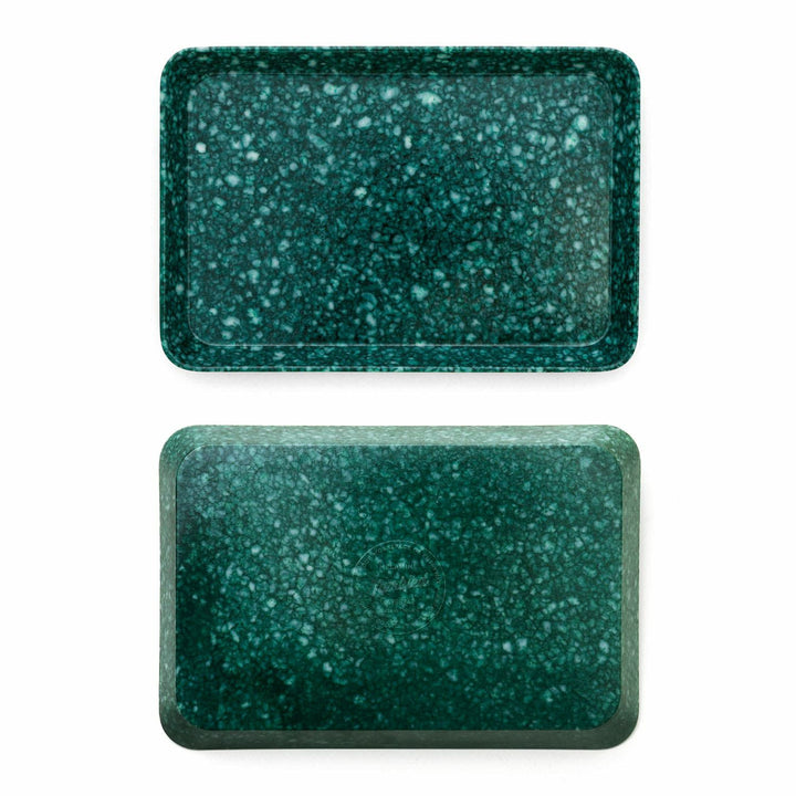 Hightide Marbled Melamine Desk Tray Medium - Dark Green — side view