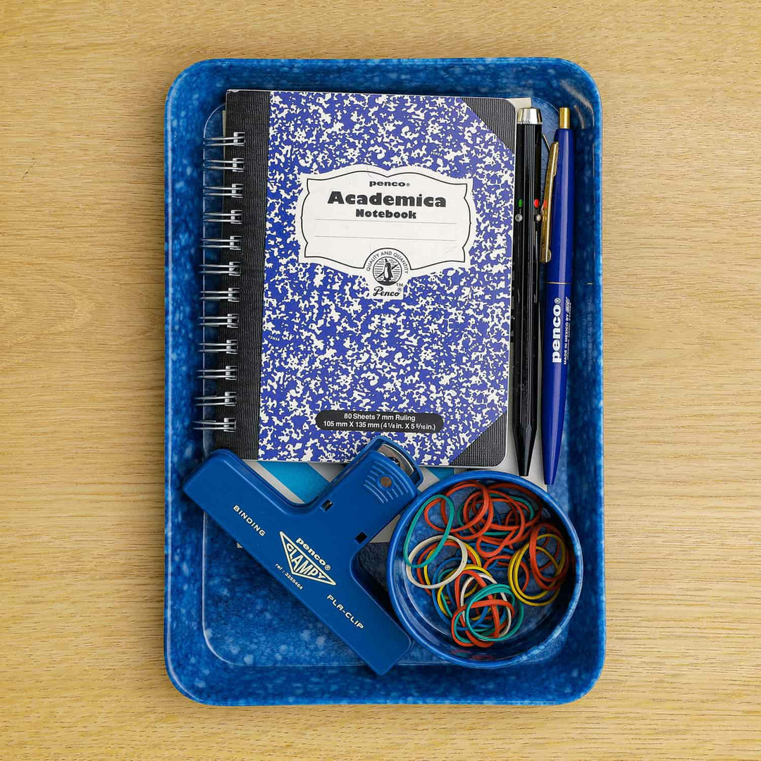 Hightide Marbled Melamine Desk Tray Medium - Navy — side view