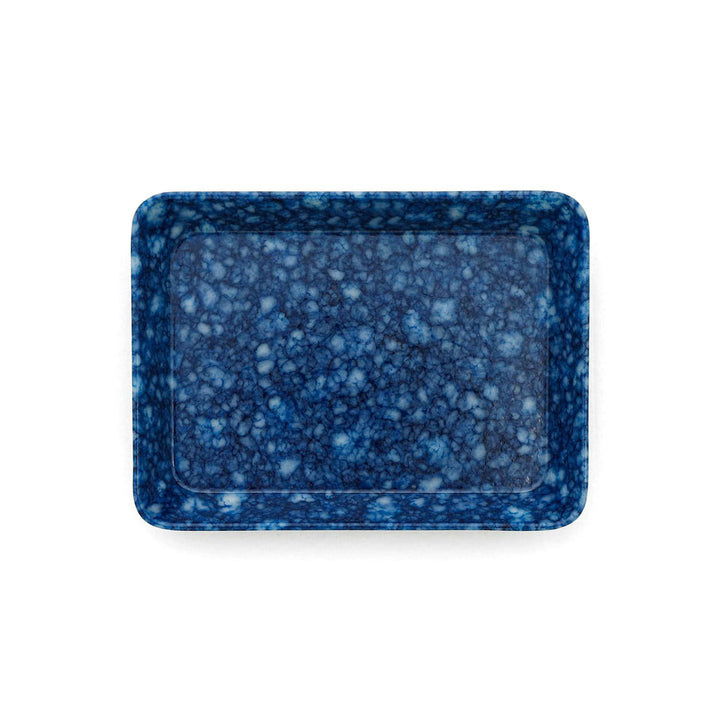 Hightide Marbled Melamine Desk Tray Small - Navy — front view