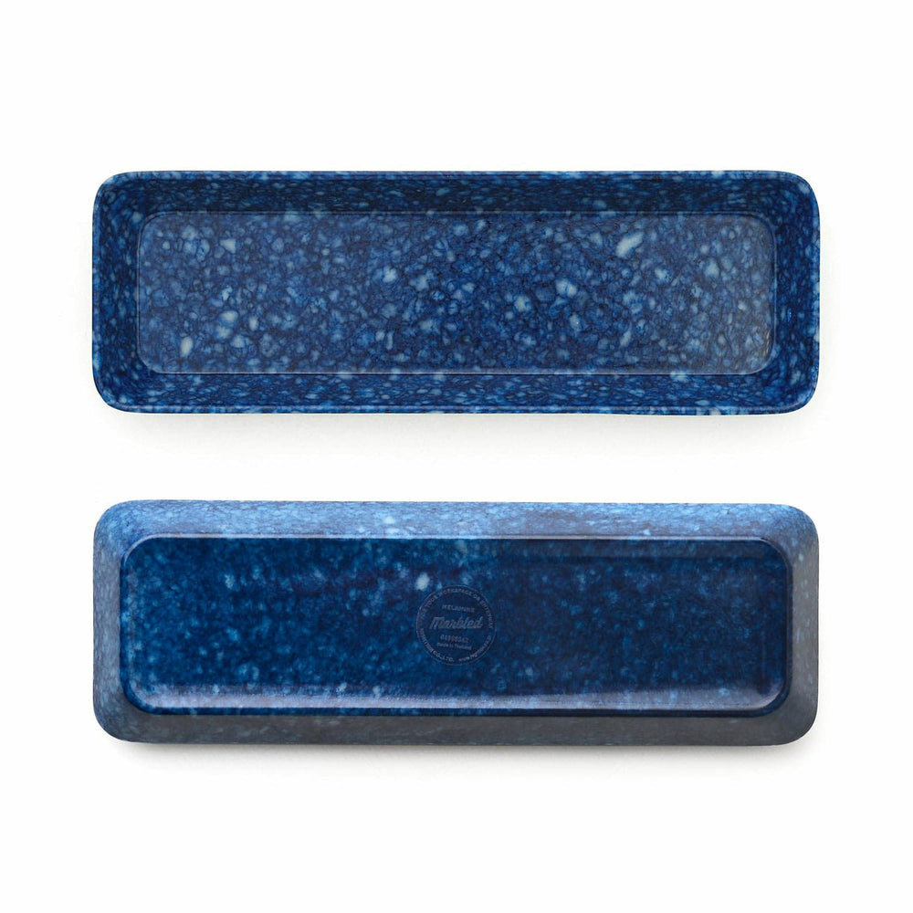 Hightide Marbled Melamine Pen Tray - Navy — side view