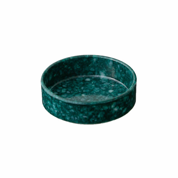 Hightide Marbled Melamine Stacking Tray Small - Dark Green — front view
