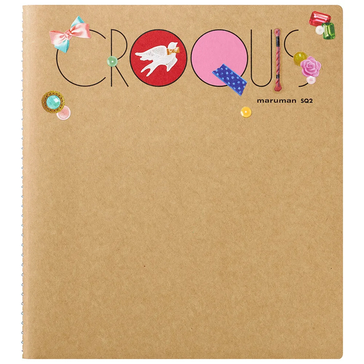 Maruman 176 ×155 Croquis Book Cream Color Croquis Paper - Red — side view