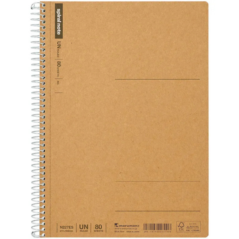 Maruman A5 Spiral Note BASIC Blank 80 Sheets — front view