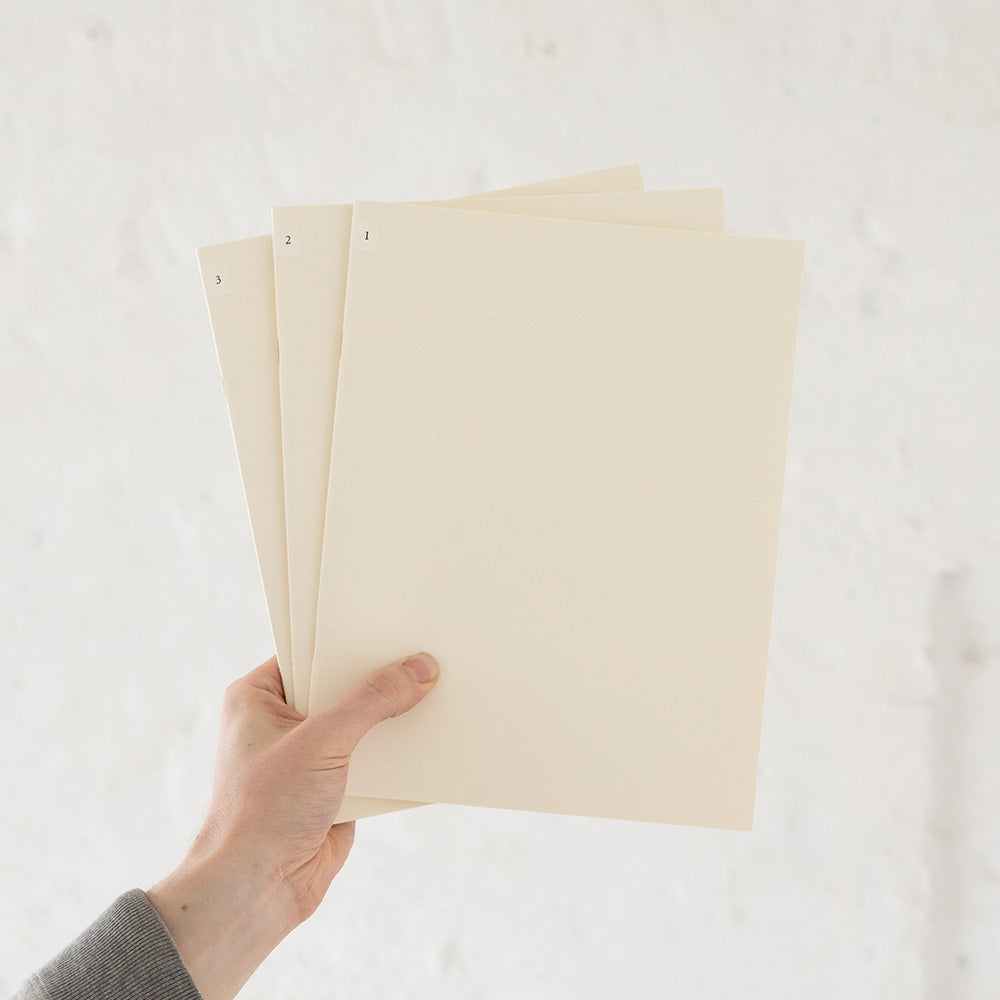 MD Notebook Light (A4 Variant) Gridded 3pcs Pack A — pocket detail