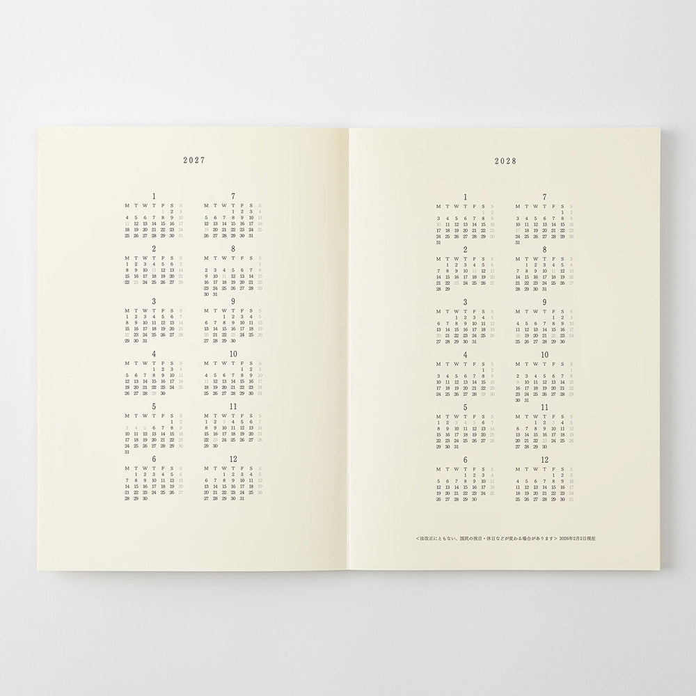 Midori A5 Thin Notebook Diary 2027