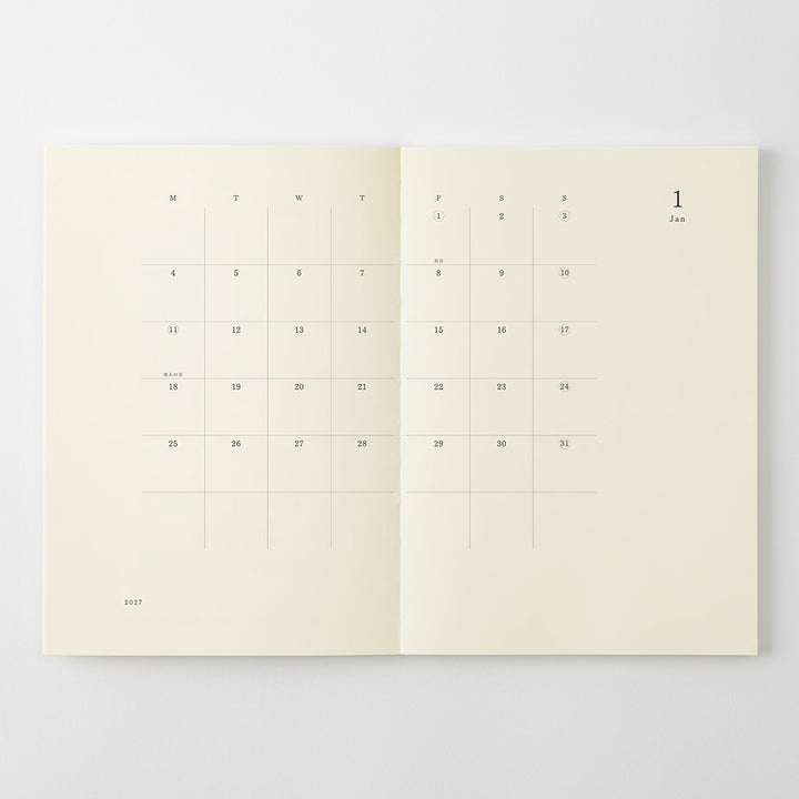 Midori A5 Thin Notebook Diary 2027