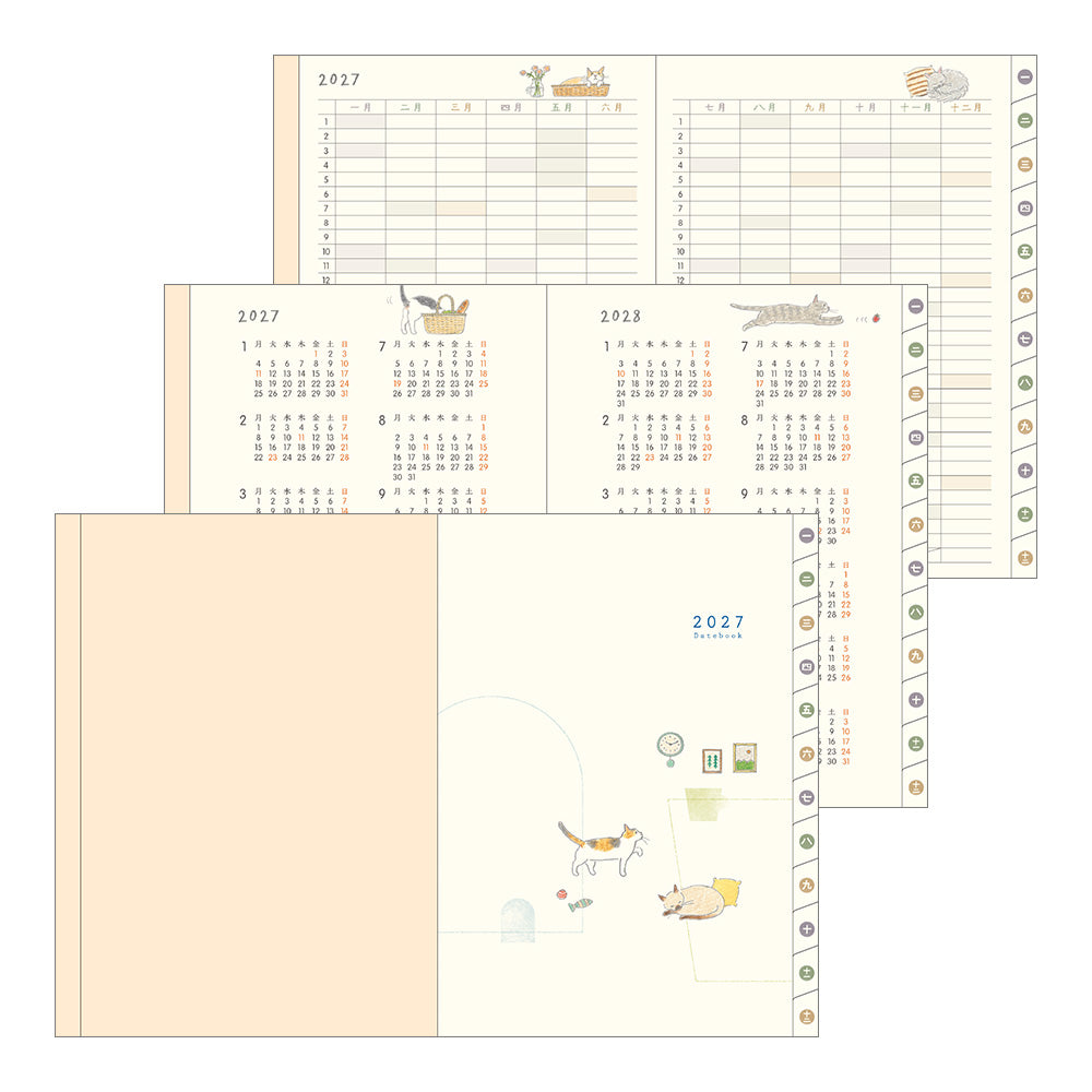 Midori A6 Pocket Diary Cat 2027