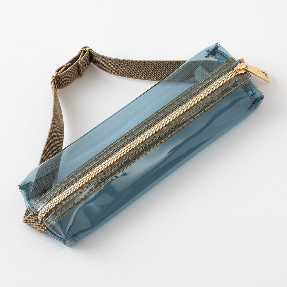 Midori B6 - A5 Book Band Pen Case - Navy Clear × Khaki