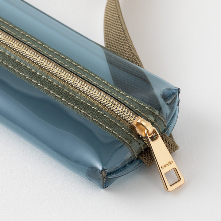 Midori B6 - A5 Book Band Pen Case - Navy Clear × Khaki